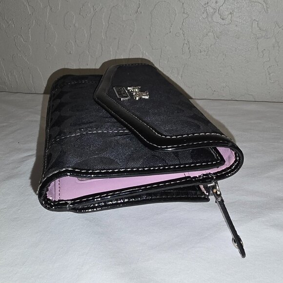 COACH 43641 Madison Black Op Art Signature Flap Clutch Wallet No Checkbook Cover - Picture 6 of 8